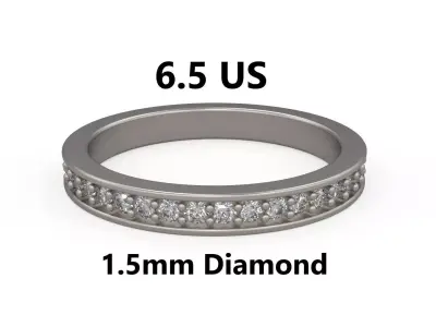 Model 1225 Eternity Band Ring 6 and half US Size 1pnt5mm Diamond 3D print model