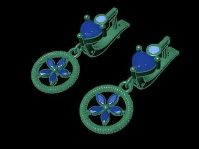 Earring Diamond 3D model Texture 3D print model