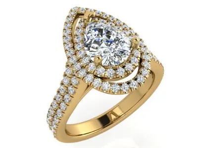 Pear Halo Ring 3595 3D print model