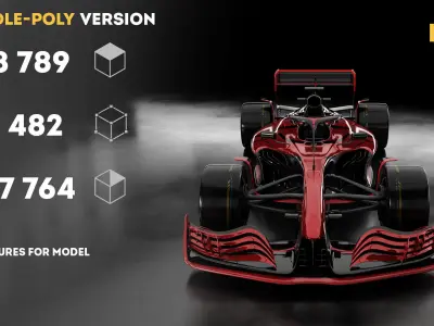 Formula 1 Generic Racing Car 02 Low-poly 3D model
