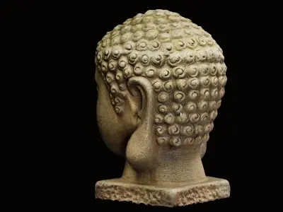 Buddha Stone Head Statue Decoration 3D model