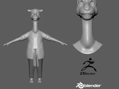 Cartoon Camel- base mesh Low-poly 3D model