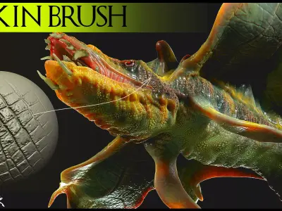 40 Creature Skin Brush- Brushes for Character and Creature 3D model