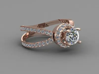 Rose Gold Women Diamond Ring 3D print model 3D print model 16