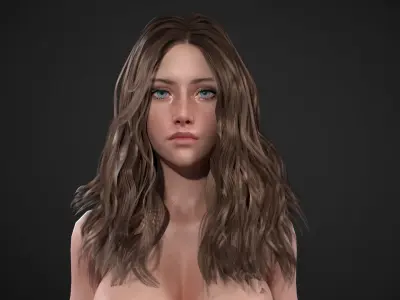 Hairstyle - Long Wavy 03 - Realtime Game Ready Low-poly 3D model