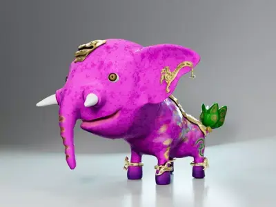 fantasy circus elephant Low-poly 3D model