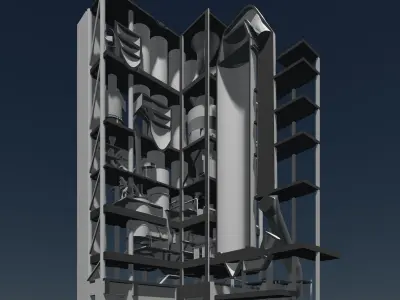 Machine building in cutaway section 25i21 3D model