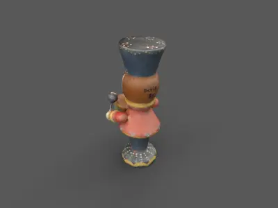 Vintage Wood Christmas Toy Soldier Low-poly 3D model