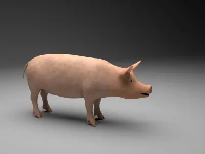 Pig model with 6 different textures Low-poly 3D model