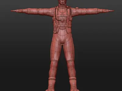 Diver - Dry Suit Low-poly 3D model