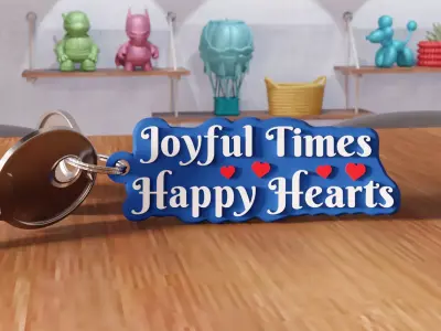Joyful Times Happy Hearts Keychain - 463 3D print model