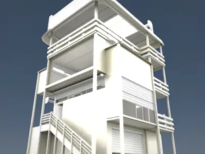 Tower-House Design - Blender Game Engine Low-poly 3D model