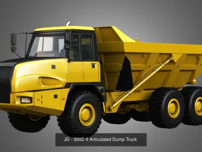  JD - 300D II Articulated Dump - Water Tanker Trucks 2 in 1 3D Model Collection