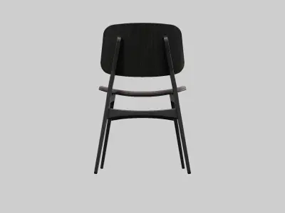 Soborg Chair Model-3052-leather 96 and black wood Low-poly 3D model