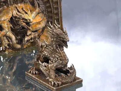 Asian Dragon set with Wall design 3D model