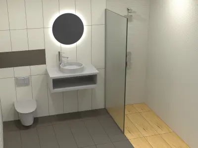 Bathroom with sink and mirror Free 3D model