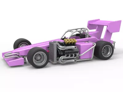 Supermodified front engine race car V2 Scale 1 to 25 3D print model