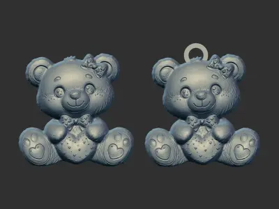 love teddy with ribbon bow decor  3D print model