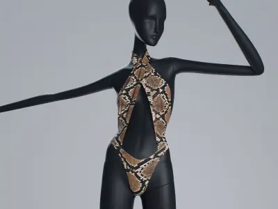 Woman Swimsuit 7Sins Crossed Cutout Halter One-piece 3D model