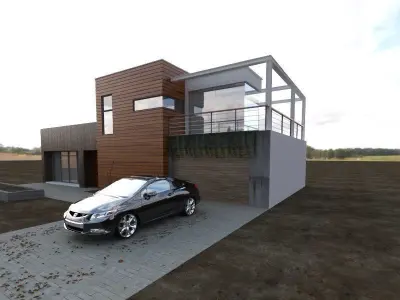 minimalist house in village 3D print model