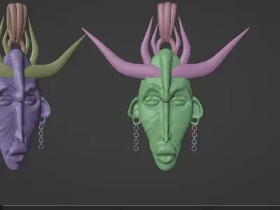 African Baule Sun Mask 3D print model