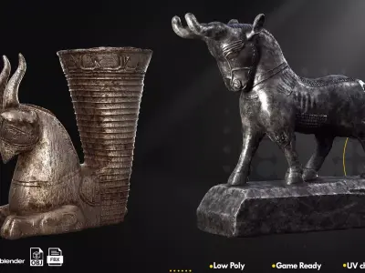 Persian Sculpture and Statue Low-poly 3D model