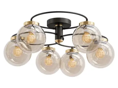eurosvet-link-70104-6 six light ceiling fixture with glass gl... 3D model