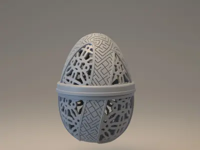 Pack of six easter egg with carved ornament 3D Model Collection