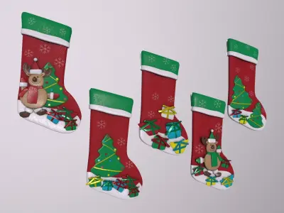 Christmas Decor Hanging Socks 3D model