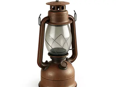 Rustic Vintage Metal Oil Lantern Low-poly 3D model