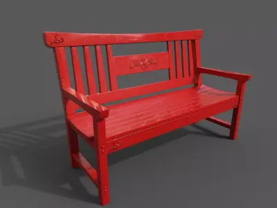 Metal Bench Low-poly 3D model