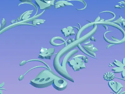 ProArt - Flowers and Butterflies C1 for CNC Print Decor Projects 3D model