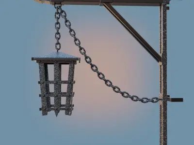 Metal hammered street lantern 3D model