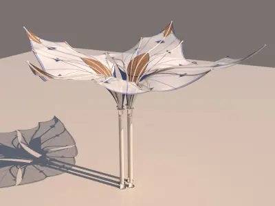 Pavillon shade sails Low-poly 3D model Free 3D model
