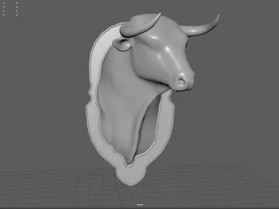 Spanish bull head trophy Low-poly 3D model