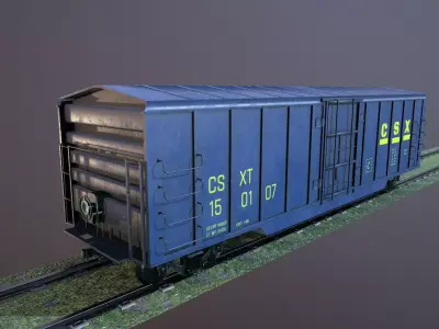Train Box Car Low-poly 3D model Low-poly 3D model