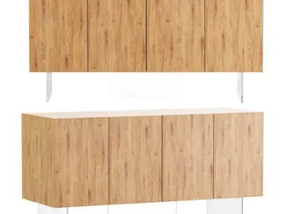 Wood Sideboard 3D model