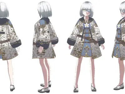 Eyepatch Girl 4 Outfit Bundle 3D Model Collection