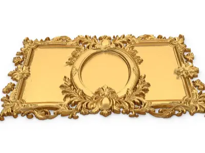 Plaster decorative frame ornament 09 3D model