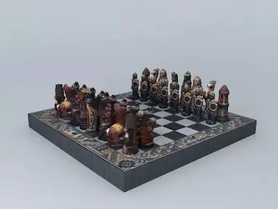 Chessboard chess board with figurines Free 3D model