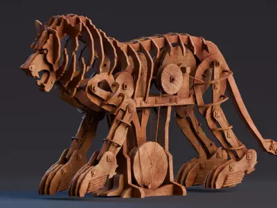 Da Vinci Inventions - Mechanical Lion Low-poly 3D model