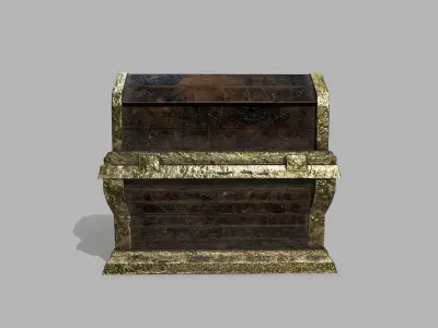 Chest wooden Low-poly 3D model