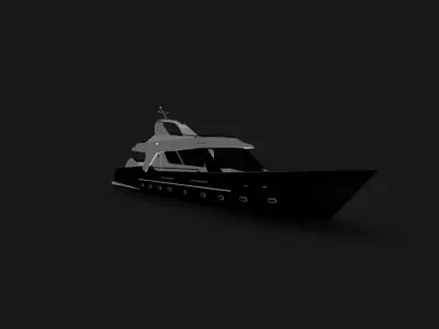 Luxury Yacht 3D Model Modern Motorboat with Flybridge Low-poly 3D model