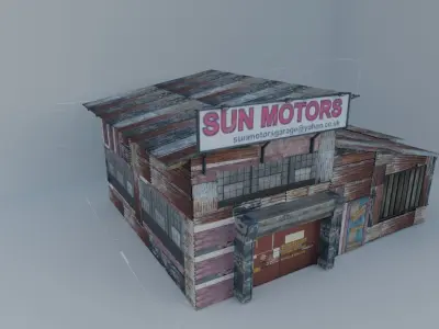 Shanty Garage Sun Motors Free low-poly 3D model
