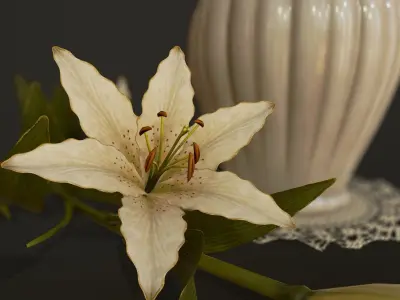 Bouquet with Lilies - PBR Game Ready Low-poly 3D model