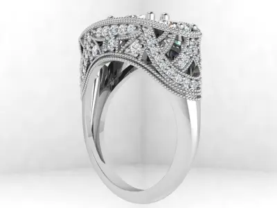 Round Diamond Milgrain Ring 4364 3D print model