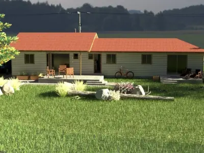 Real scale 3D 2B house 1 floor  3D model