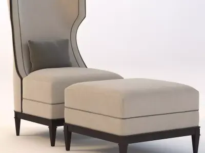 Bolier Modern Luxury Demi Wing Chair 92006 3D model