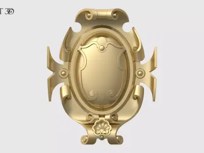 Cartouche ornate gold medallion 3D print model