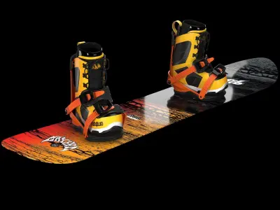 Snowboard Boots Bindings 3D model
